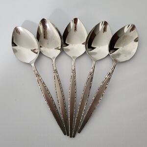 Vintage Oneida Cummunity Venetia Stainless Burnished Set Of Five Tablespoons